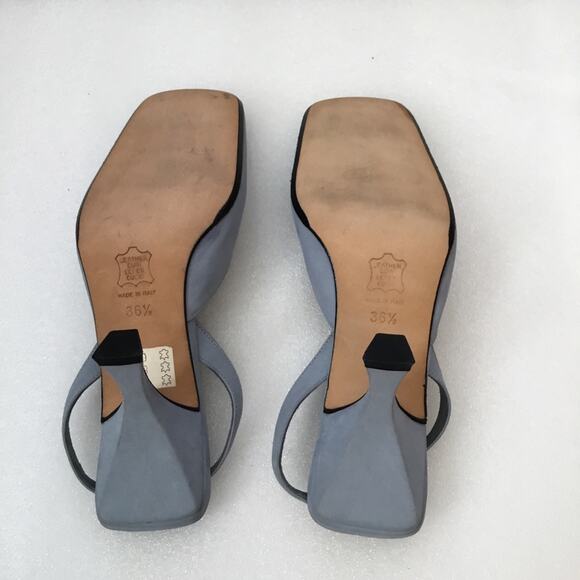 Authentic Fendi Blue Square-Toe Slingback Heels - Picture 5 of 8